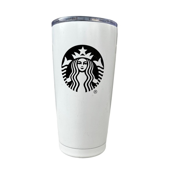 Starbucks 2017 White and Black Metal Travel Mug 20 oz - Picture 1 of 6